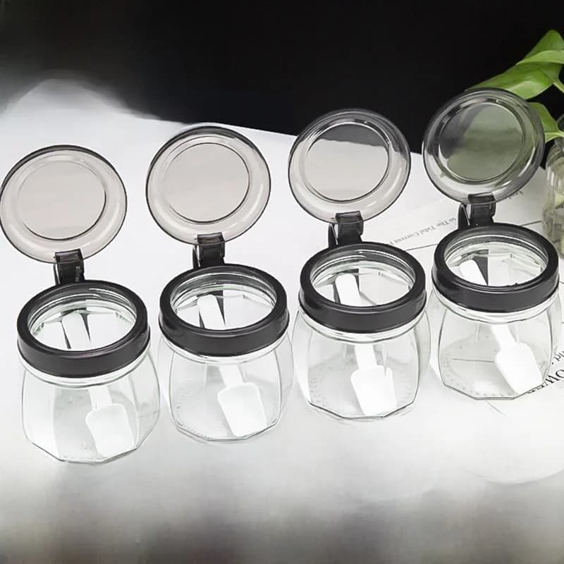 Contenitore in Vetro per Spezie, Barattolo da Cucina, Set Combinato per Sale e Condimenti, Bottiglia per Olio, Stile Nordico
