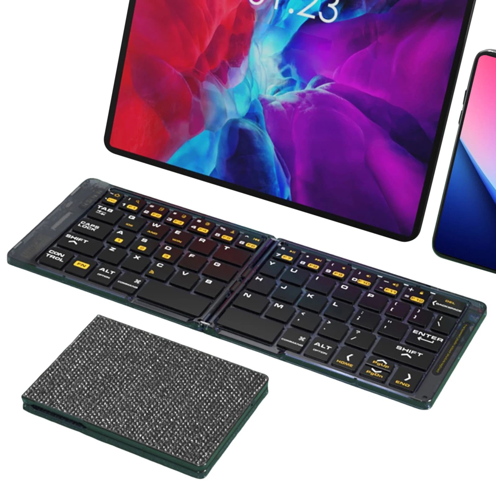 Set Tastiera e Mouse Wireless Ricaricabile Silenzioso Multi-Dispositivo Pieghevole Lunga Durata della Batteria per Laptop Tablet Telefono