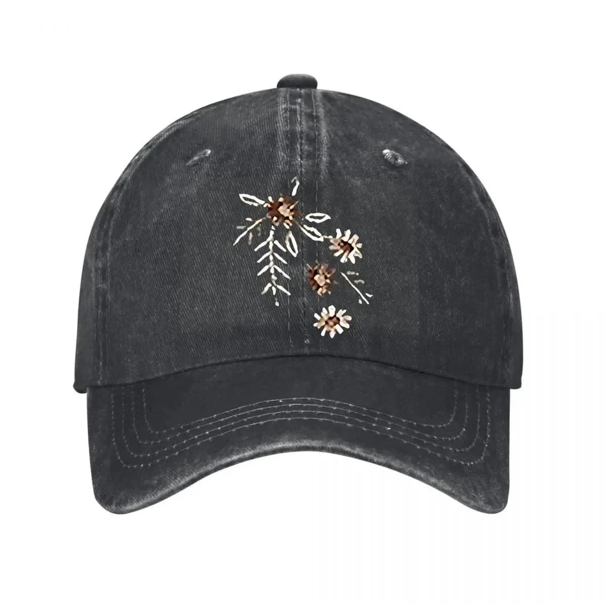 Cappellino da baseball rustico con fiori in cotone lavato, regolabile, per uso quotidiano casual