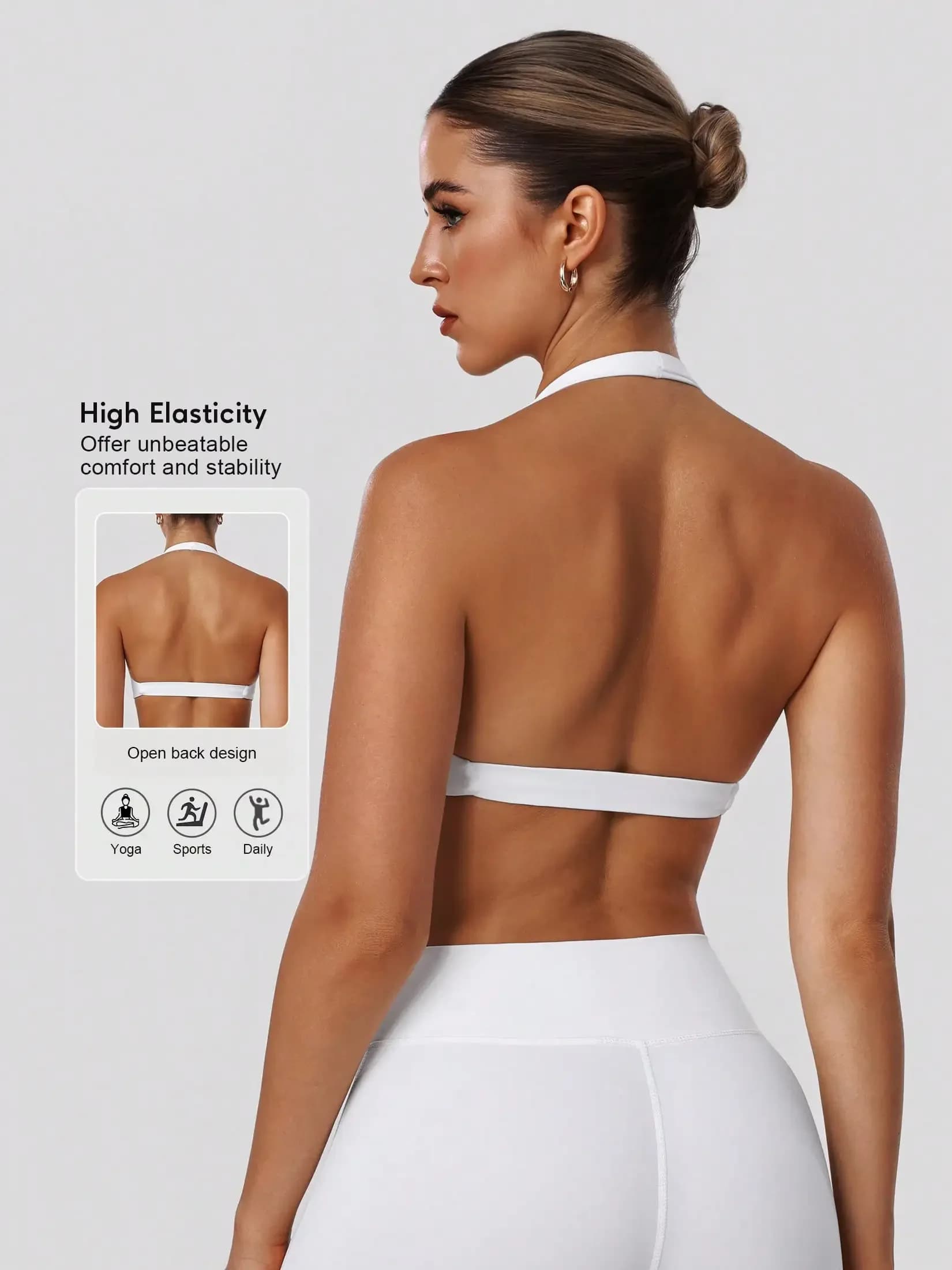Reggiseno Sportivo da Donna per Fitness e Palestra, con Design Twist Halter e Schiena Scoperta, Top da Allenamento con Scollo a V, Imbottito, Tinta Unita, per Yoga e Sport