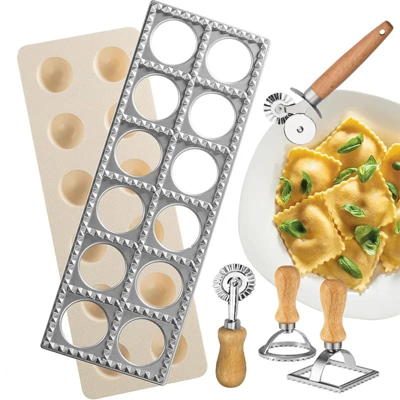 Stampo per Ravioli con 12/30/37 Fori in Lega di Alluminio, Facile da Usare, per Ravioli, Potstickers, Torte di Carne e Pasta