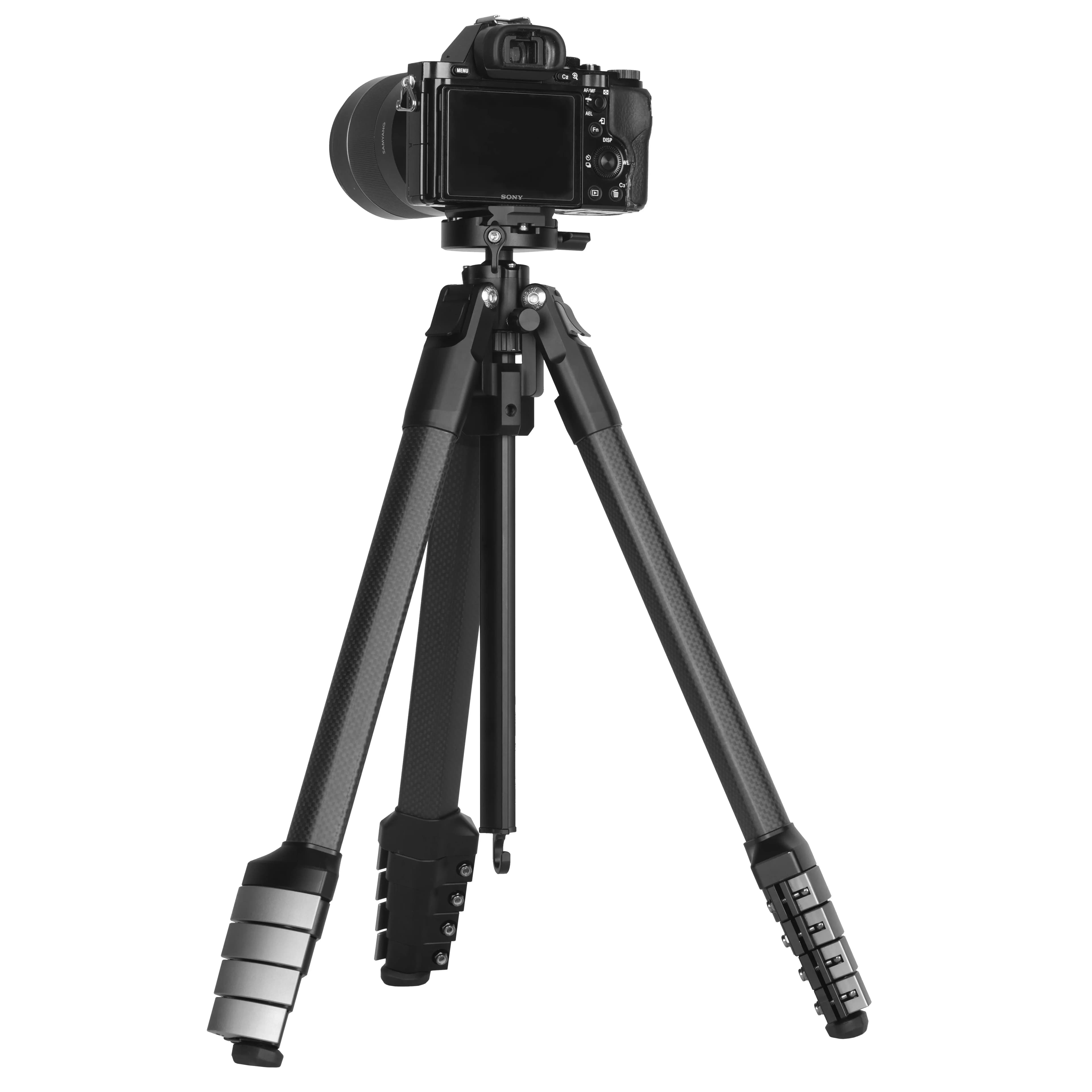 Treppiede da Viaggio Compatto Kingjoy in Fibra di Carbonio con Testa a Sfera a 360° e Piastra a Sgancio Rapido per Fotocamere DSLR e Smartphone