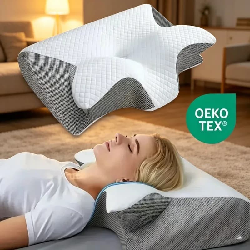 Cuscino Cervicale Ergonomico per Tutte le Posizioni di Sonno - Supporto Sagomato per il Collo