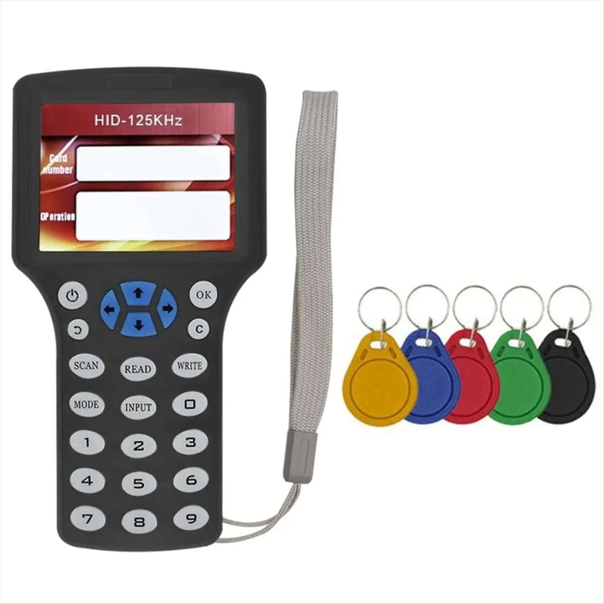 (A32M) Lettore/Scrittore/Duplicatore di Smart Card RFID NFC a 10 Frequenze + 5 Portachiavi UID 125K 13.56MHz, Copiatore e Replicatore di Chiavi RFID