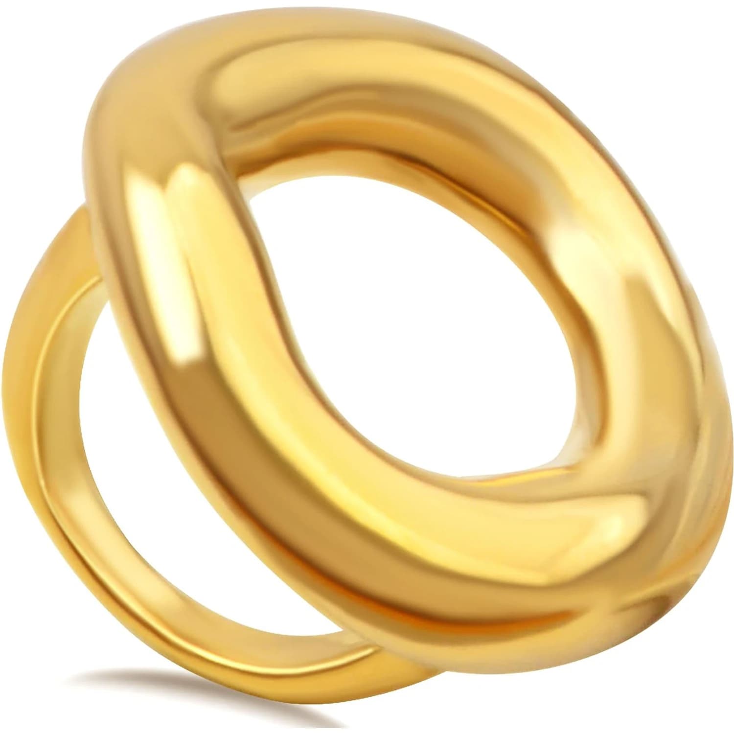 Anelli Chunky Placcati Oro per Donne, Anello Ovale Cavo, Anello Statement Chunky per Donne, Gioiello Vintage, Regalo
