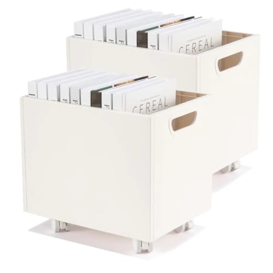 File Box Rolling File Organizer with Wheels Stackable Storage File Boxes Portable Letter File Folder Box Book Box Document Orga