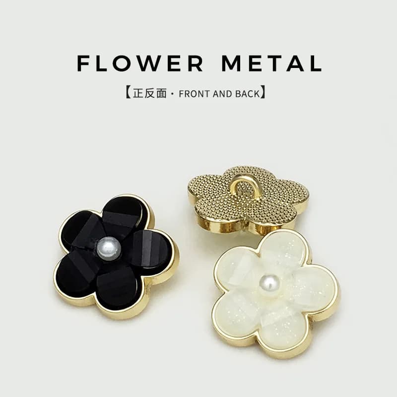 10 pz 15/18mm moda fiore perla bottoni decorativi in metallo per abbigliamento cappotto camicia maglione accessori per cucire fai da te bottoni nuovo