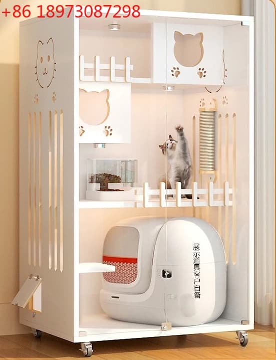 Lettiera per gatti, armadietto per gatti in legno per interni, gabbia per nido, spazio libero integrato, casa per gatti, design leggero e di lusso