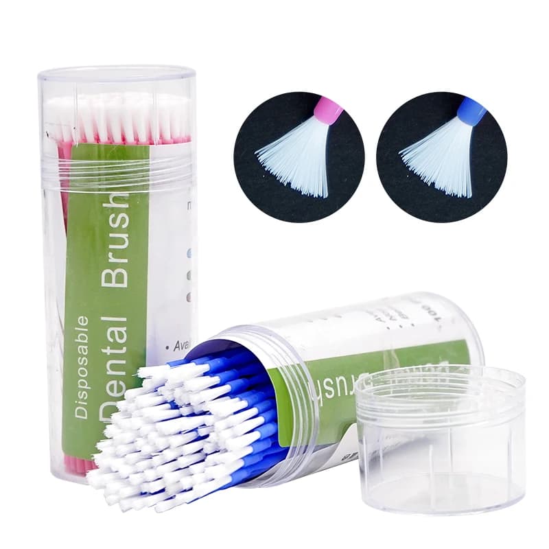 100 pcs Use And Drop Dental Long Micro Brush Foldable Tooth Whitening Micro Apply Brush Extension Tools Materials