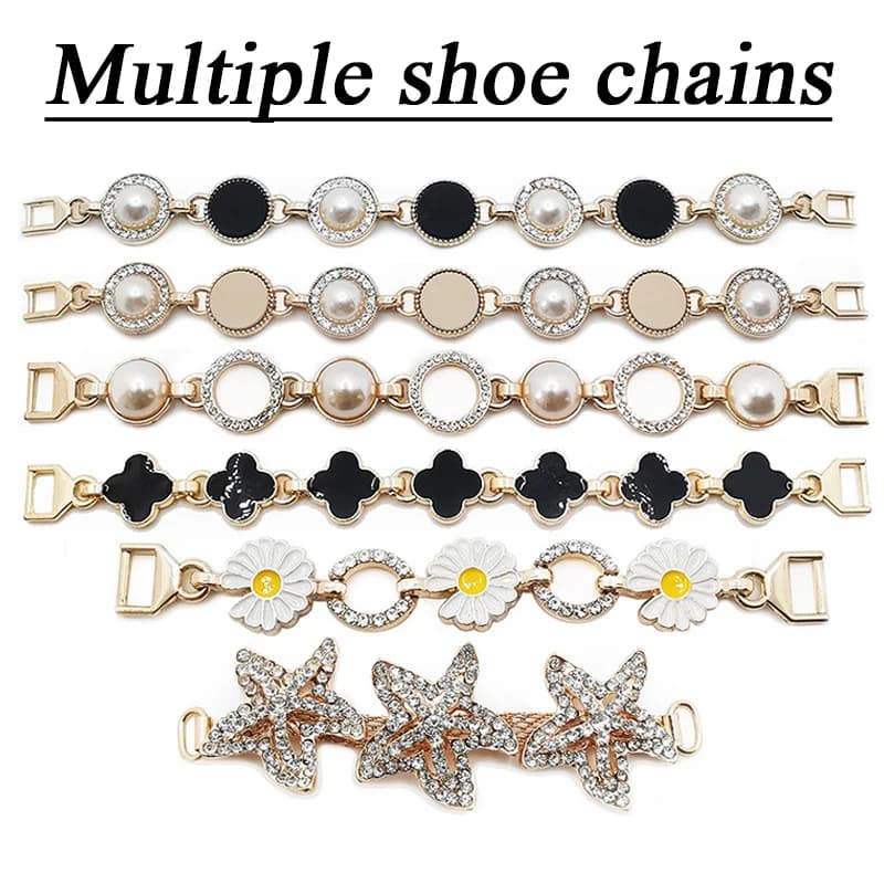 Tipi multipli Lucido 2 pezzi Perla Fibbia per scarpe Decorazione stella marina Fai da te Oro Strass Pantofola in metallo Fibbia Accessori di abbigliamento