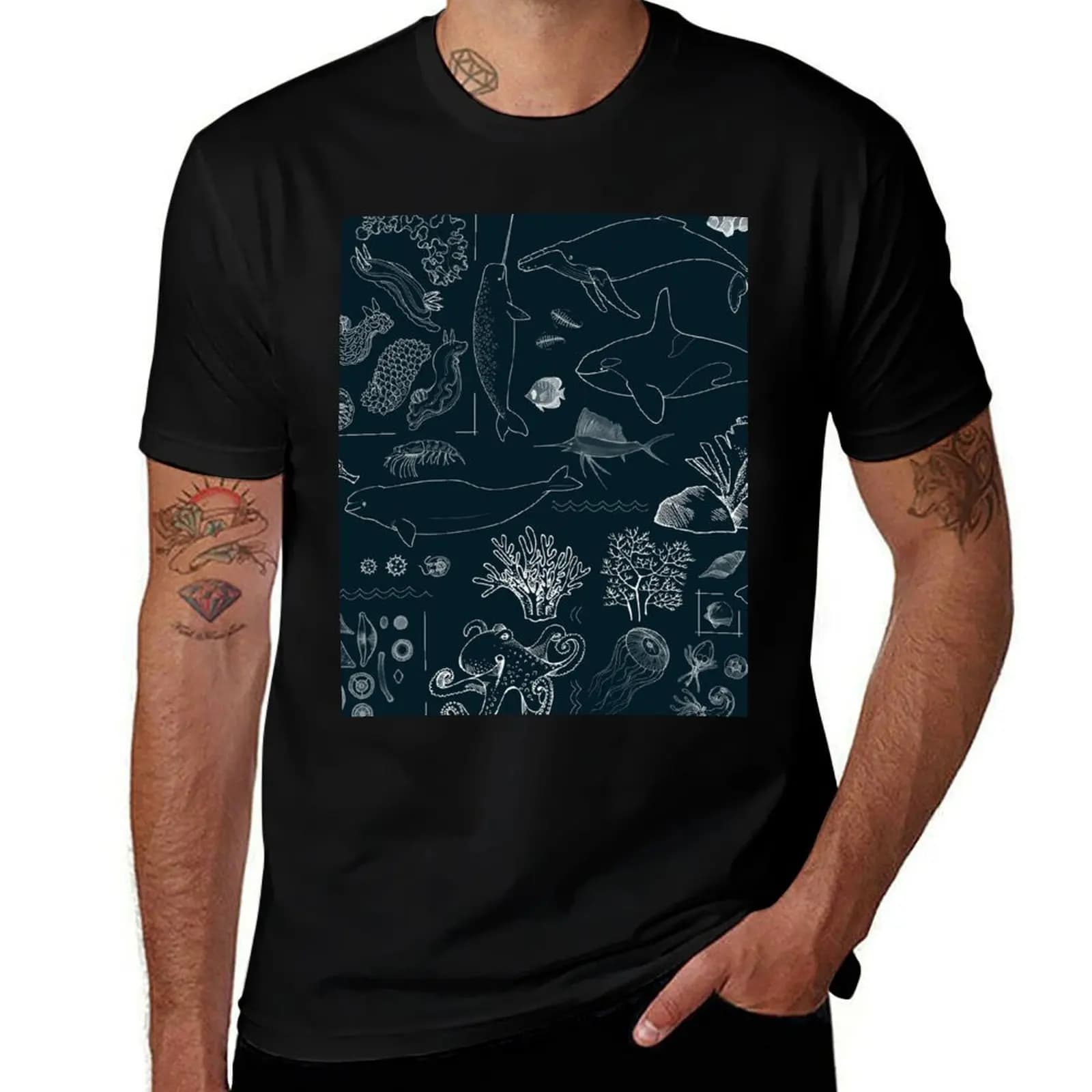 Marine Life Sketchbook T-Shirt t shirts for man pack white T-Shirt