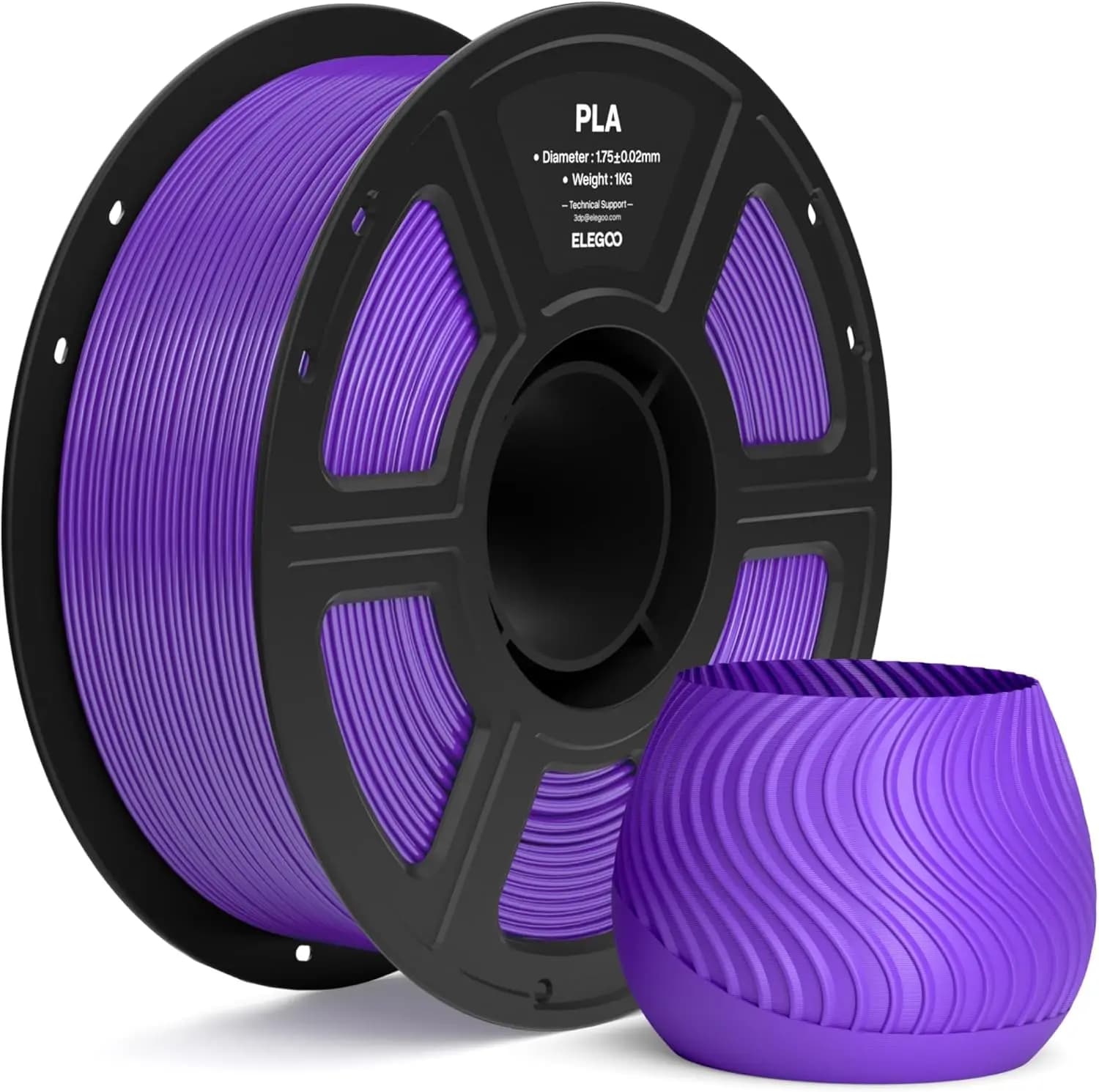 Filamento PLA 1.75mm Viola 1KG, Filamento per Stampante 3D con Precisione Dimensionale +/- 0.02mm, Bobina da 1kg (2.2 libbre) Compatibile con la Maggior Parte delle Stampanti 3D FDM