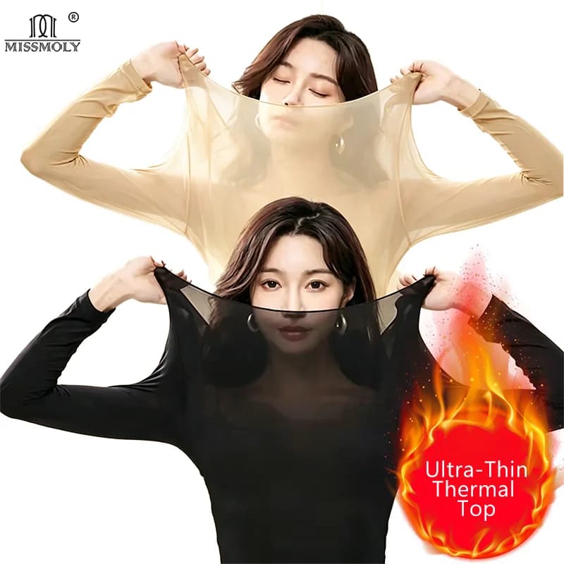 Miss Moly Women Thermal Underwear Ultra Thin Keep Warm Base Layer Long Sleeve O Neck Soft Pajama Lightweight Keep Warm Lingerie