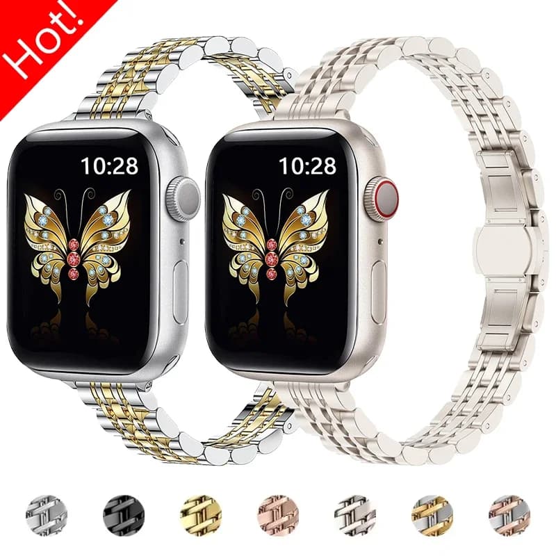 Cinturino sottile da donna per cinturino Apple Watch 46mm 42mm 49mm 45mm 44mm cinturino sottile in metallo per serie IWatch Ultra 10 9 8 7 6 SE 5 4