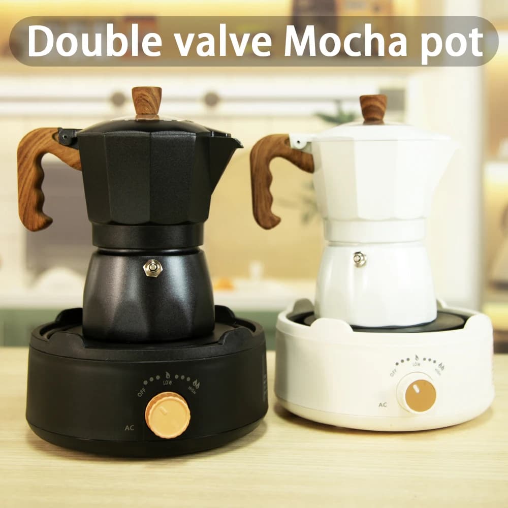 Utensile da caffè visivo a doppia valvola, moka in alluminio, ricca estrazione di panna, adatto per uso domestico e in cucina