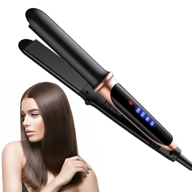 Piastra per capelli 2 in 1, arricciacapelli professionale in ceramica per capelli corti, donna e uomo, piastra per barba.