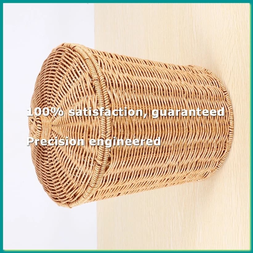 Cestino Intrecciato Rotondo in Rattan con Coperchio, Contenitore per Rifiuti, Cesto Portaoggetti in Vimini, Bidone della Spazzatura - A07G