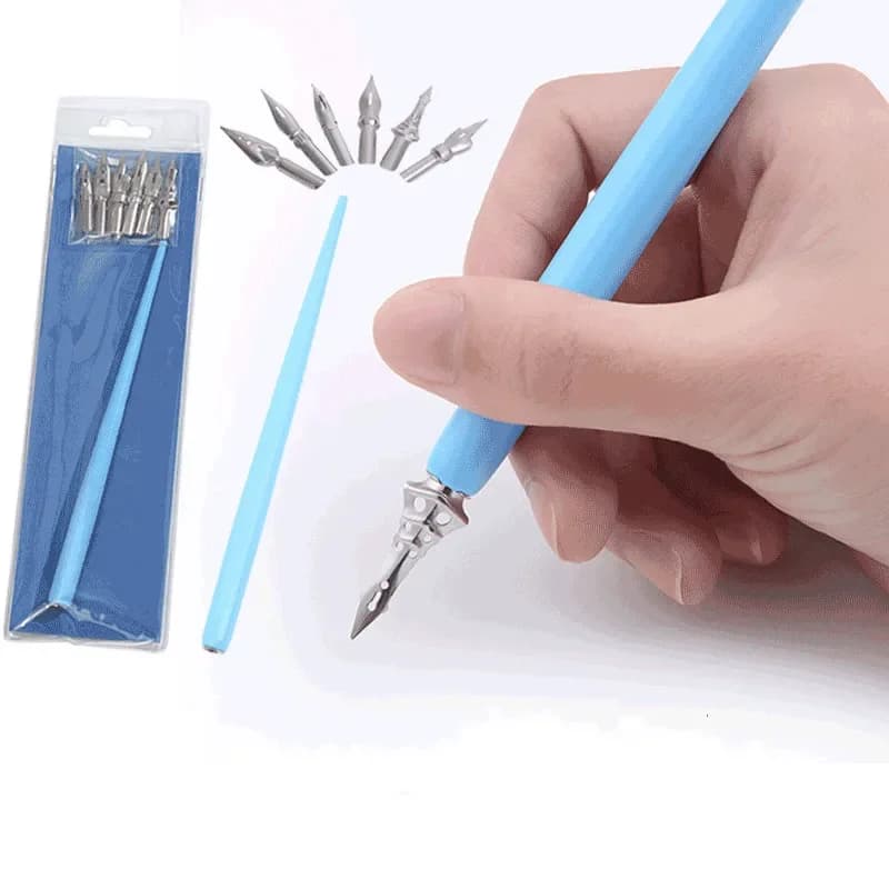 1 Set Calligraphy Simple Wooden Rod Water Student Fountain European-Style Retro Dip
