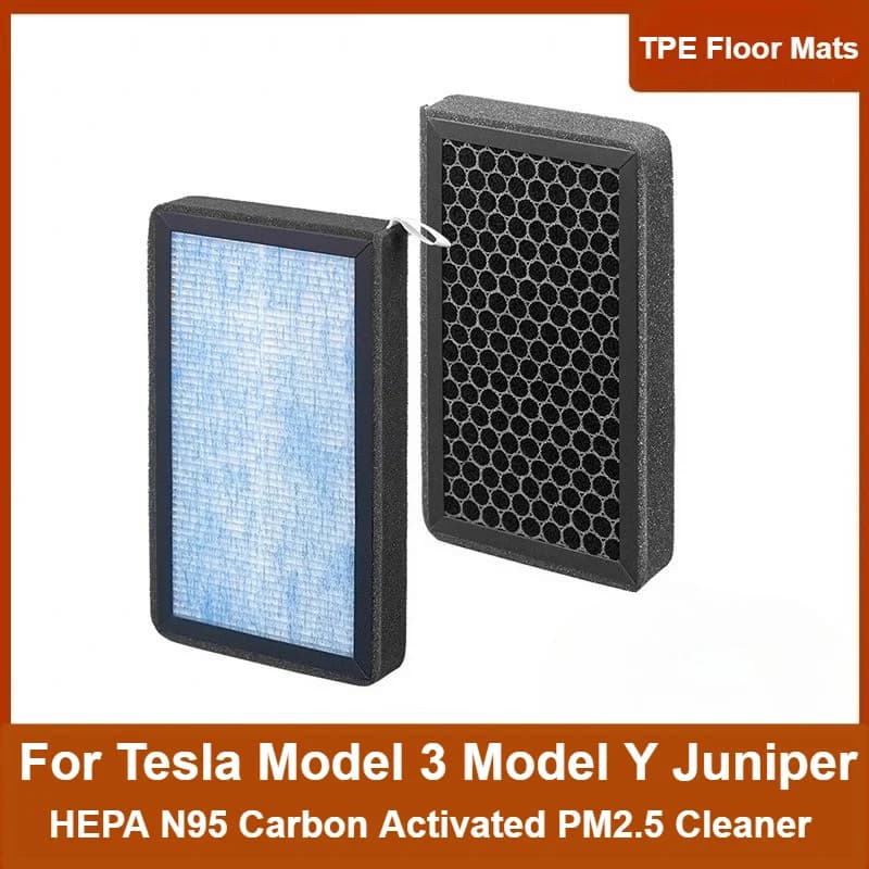 Set di 2 Filtri HEPA con Carbone Attivo per Tesla Model 3/Y/3 Highland 2024, Kit di Sostituzione per Filtro Aria Condizionata