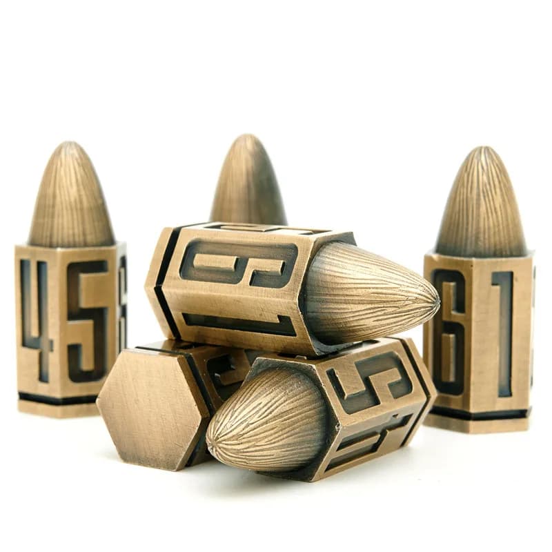 6PCS D6 Dadi Metal Bullet Dice DND Set di dadi Giochi di ruolo Dice con custodia in metallo per Dungeons and Dragons RPG D&D dadi Giocatore di giochi