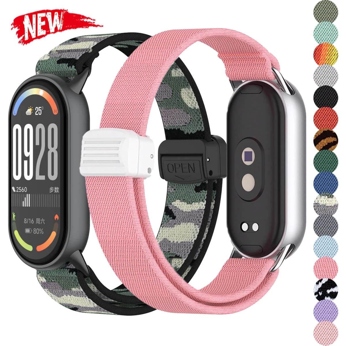 Fascia elastica in nylon per Xiaomi Band 10/9/8 cinturino sportivo intrecciato magnetico per Miband 10 9 8 braccialetto di ricambio per smartwatch NFC
