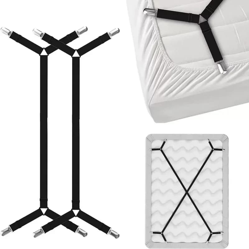 Supporto fisso per lenzuolo universale Kit di cinghie di fissaggio incrociate regolabili ad alta elasticità Clip per copridivano antiscivolo
