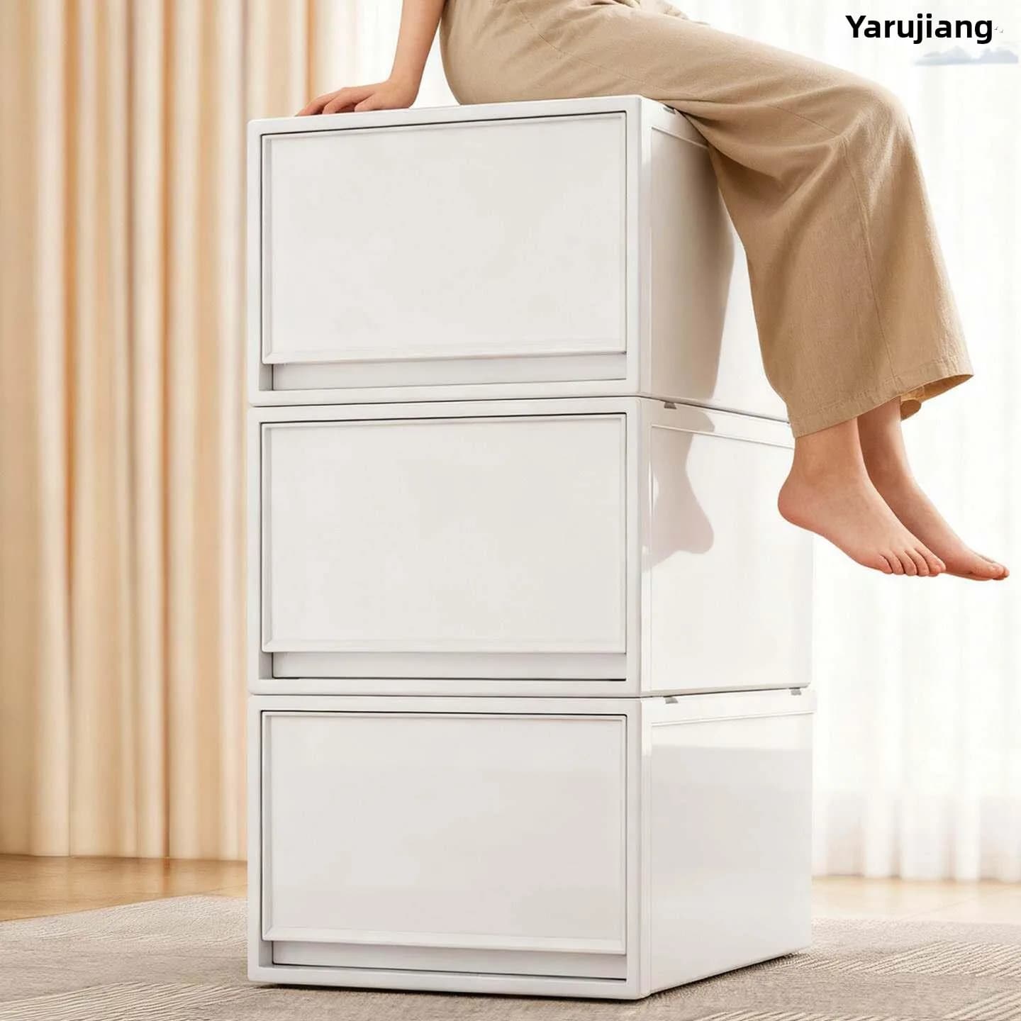 2026 New Drawer Style Plastic Storage Box Home Use Wardrobe Clothes Underwear Organizer Box Simple Bright Surface Treatment