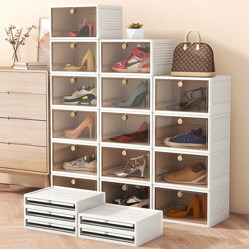 Scatola portaoggetti per scarpe di grandi dimensioni armadio pieghevole Display per Sneaker sotto il letto in plastica trasparente consente di risparmiare spazio per una facile installazione