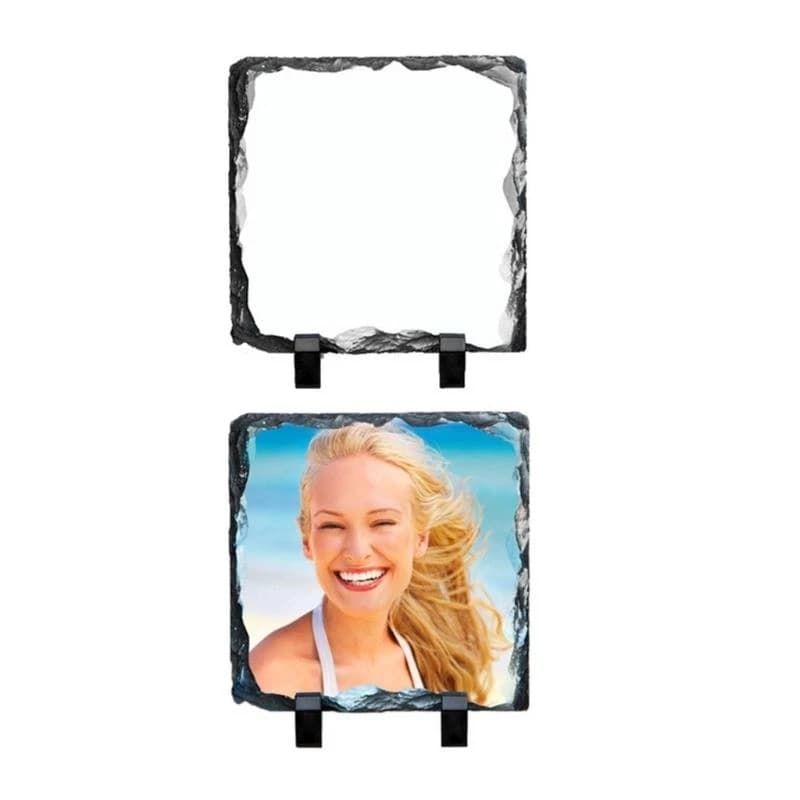 652F Sublimation Slates Blank Rock Stones Photo Frame DIY Heat Transfer Picture Frame with Display Stand for Birthday Parties