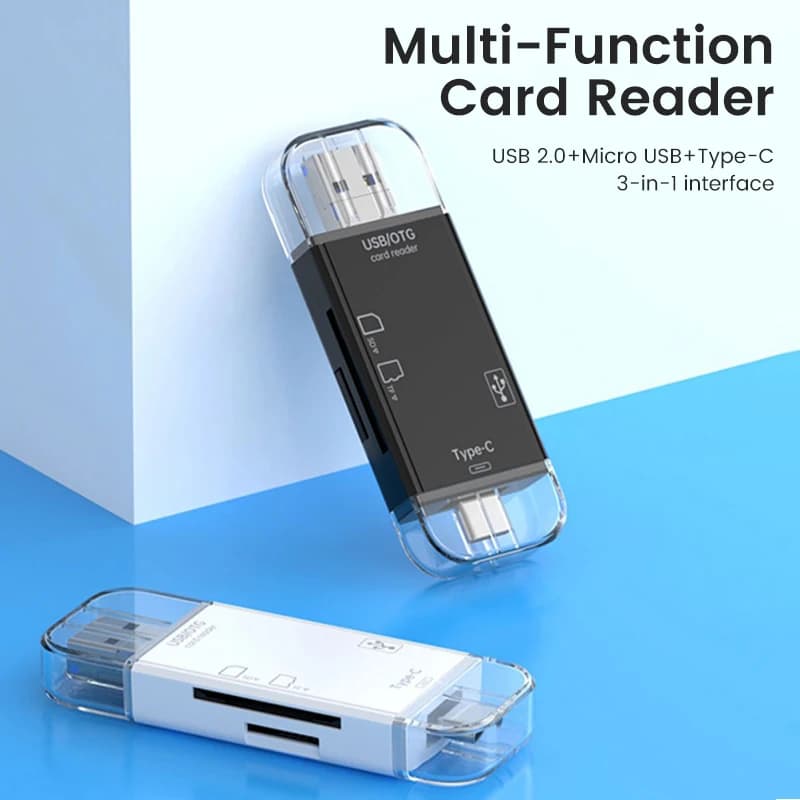 Lettore di Schede USB 2.0 6-in-1, Adattatore per Micro USB/Pen Drive/TF/SD, Lettore di Schede Smart USB C per PC e Laptop