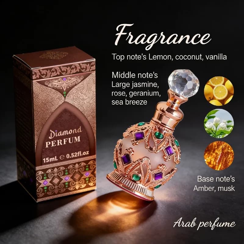Profumi Arabi Originali da 15ML, Fragranza Femminile con Note di Rosa, Gelsomino e Vaniglia, Profumo Floreale a Lunga Durata con Feromoni