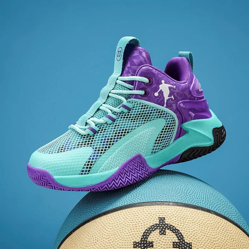 Children‘s Basketball Shoes Non-slip Breathable Basketball Training Sneakers Lace-up Boys Girls Basketball Boots Athletic Shoes