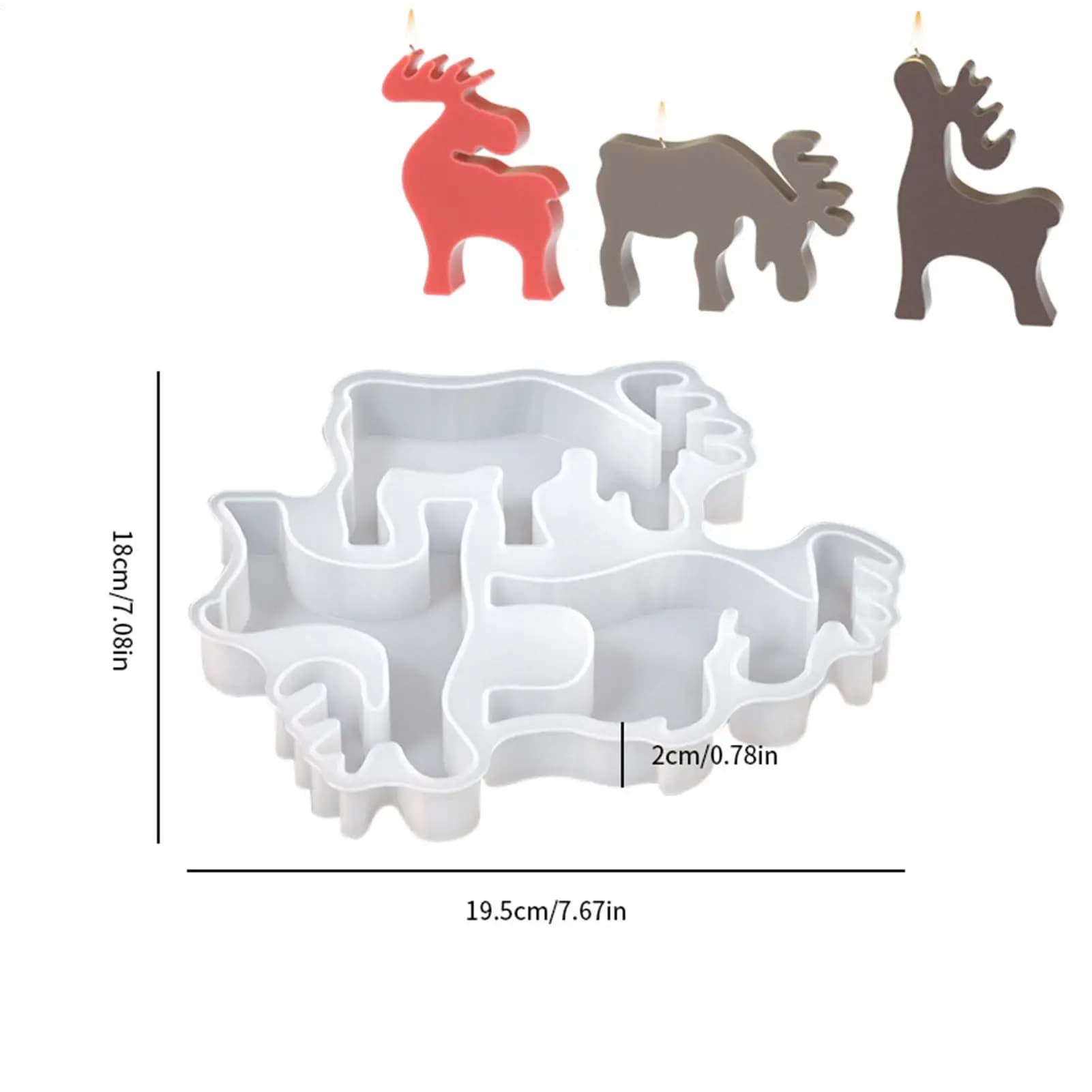Stampo natalizio Stampi artigianali per renne 3D Stampo per cervo per candela al cioccolato Sapone Fondente Caramelle Cottura Tavolo artigianale per le vacanze