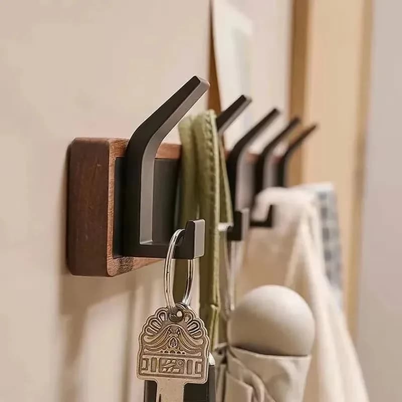 Multiple Hooks Wood Coat Rack Portable Single Row Clothes Hanger Wall Entrance Hall Coat Rack Morden Storage Room Furniture Gift