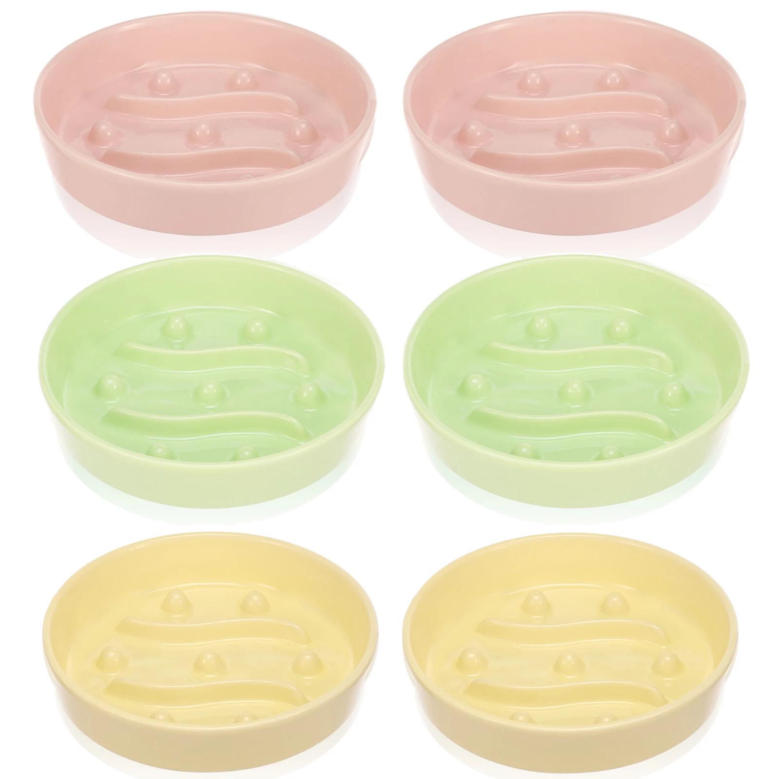 2 pezzi ciotola per mangiatoia lenta per cani e gatti ciotola per cibo per animali domestici in ceramica piatto per gatti con fondo antiscivolo per forniture per irrigazione per l'alimentazione di animali domestici per gattini