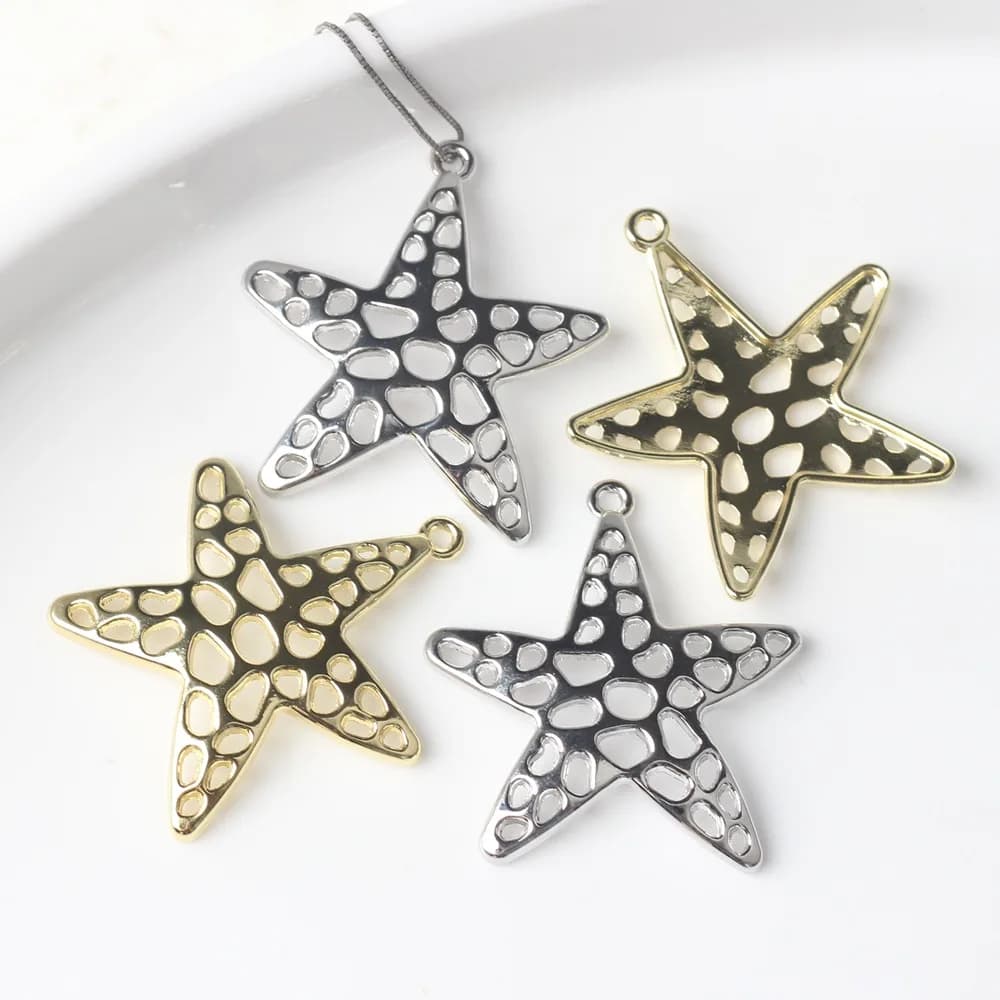 10 pcs/lot 39 MILLIMETRIES In Zinco Alloy Five-point Star Cable Pendants And Pendants For World Bracelet Necklace Accessories Make You