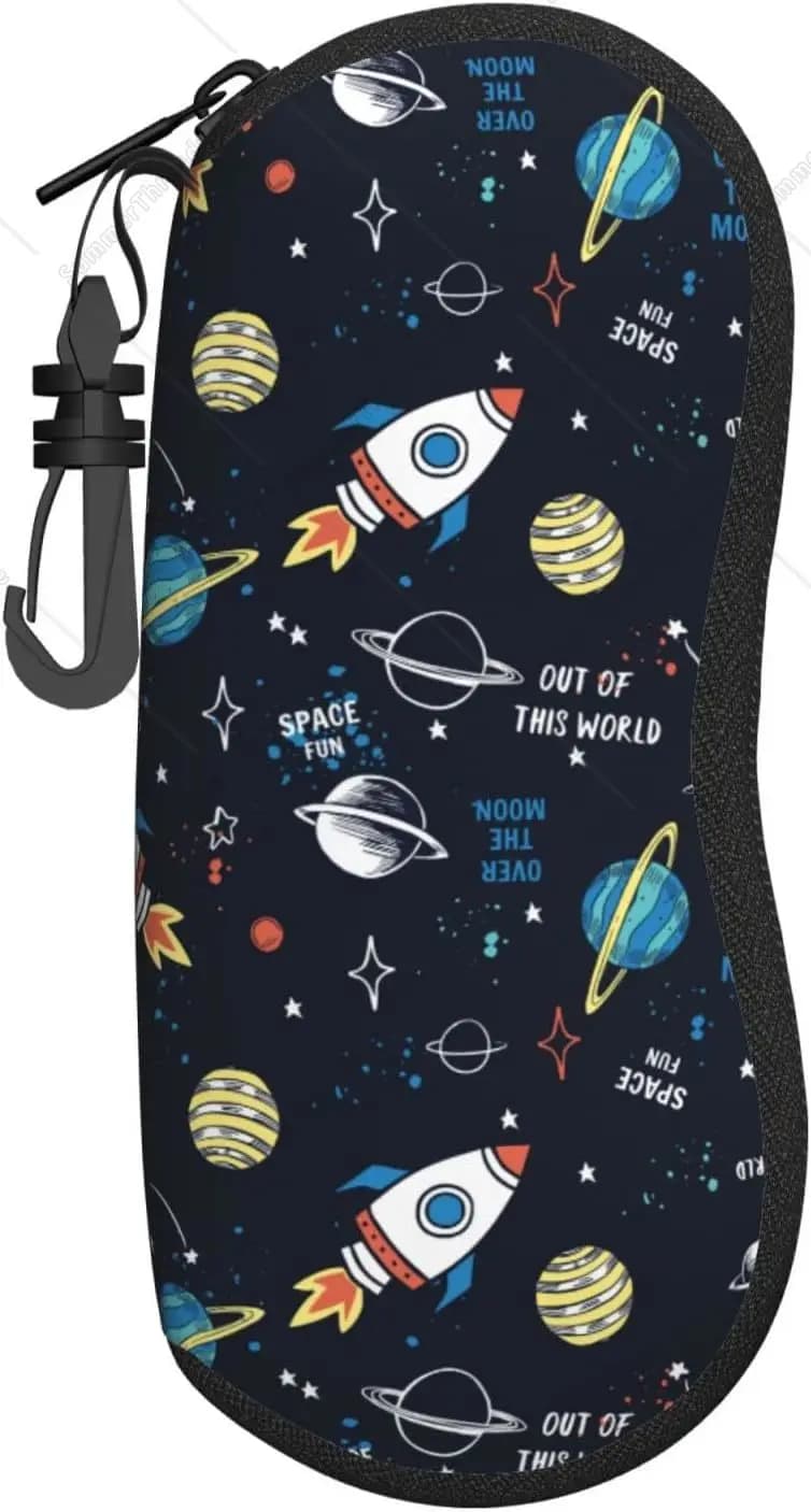 Custodia per occhiali, Razzo spaziale, Pianeta, Stella, Custodia per occhiali da sole a forma di cartone animato, Piccoli accessori leggeri, semplici e alla moda
