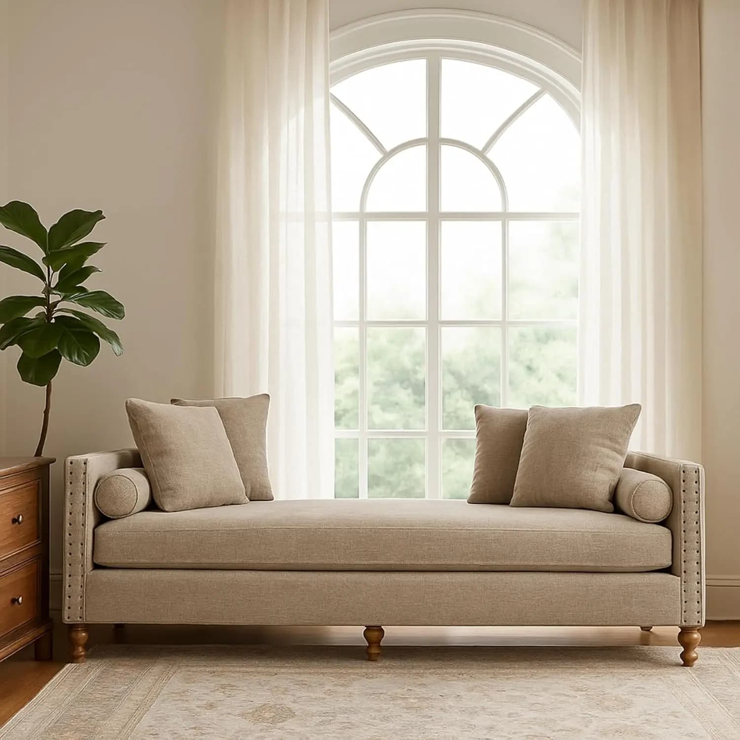 Chaise longue oversize da 190,5 cm, panca da letto in ciniglia con braccioli trapuntati, divano letto con 4 cuscini, personalizzabile