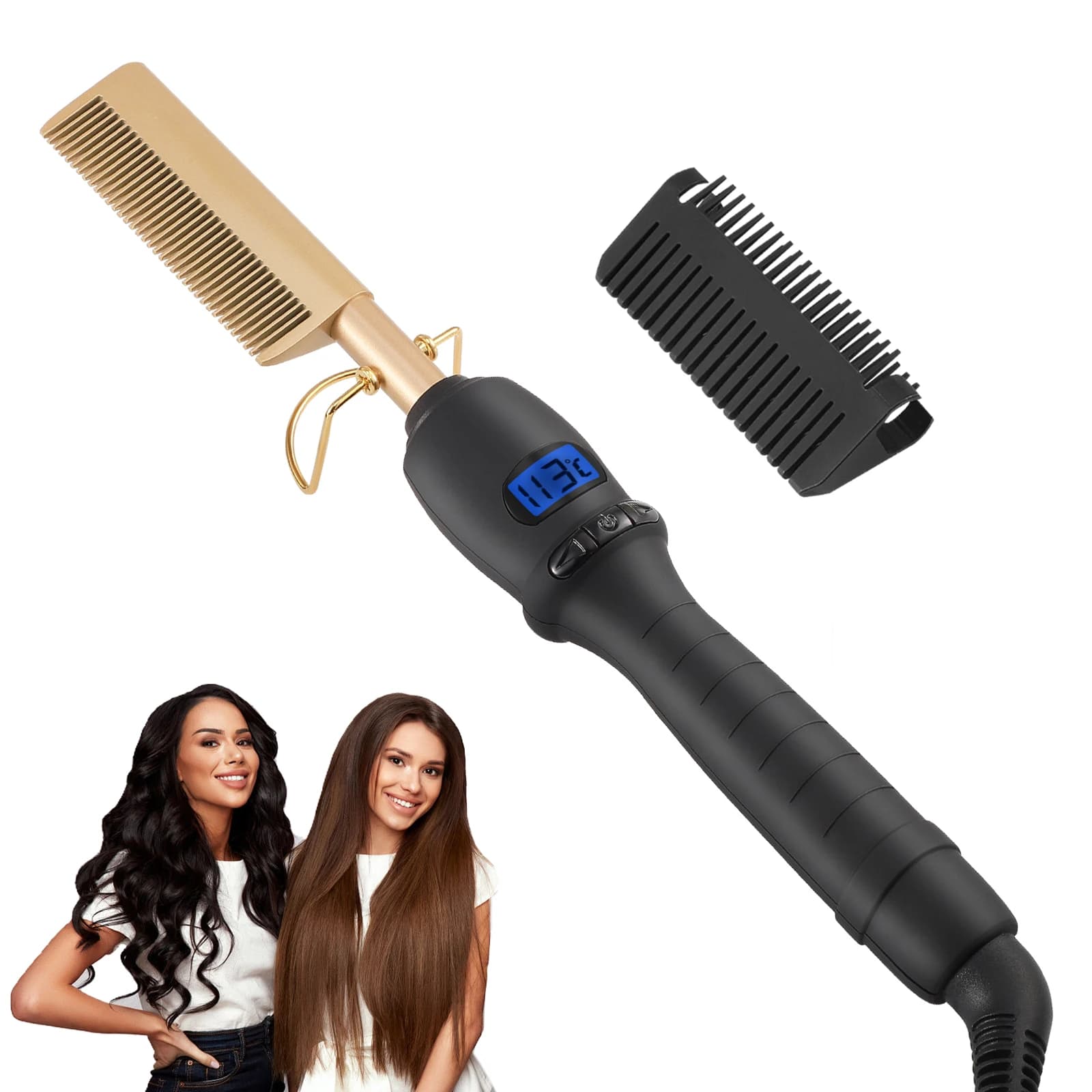 2 In1 Pettine Hot Hair Plate Electric Heating Pettine Fast Heating Travel Portable Anti-Cooking Plate For Barba Presses comb