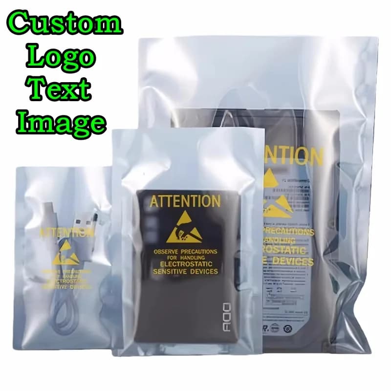 100PCS Open Top Anti Static Attention Shielding Bag ESD Electrostatic Instruments Sensitive Devices Attention Protection Pouches