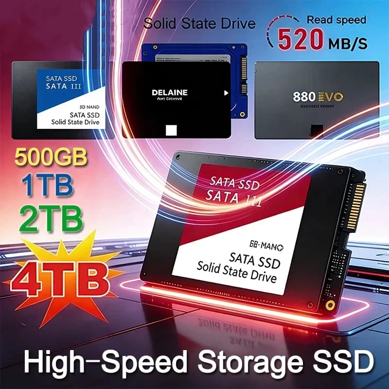 Disco a stato solido SSD ad alta velocità 500G 1TB 2TB Disco rigido interno HDD Sata3 da 2,5 pollici per laptop, microcomputer, desktop
