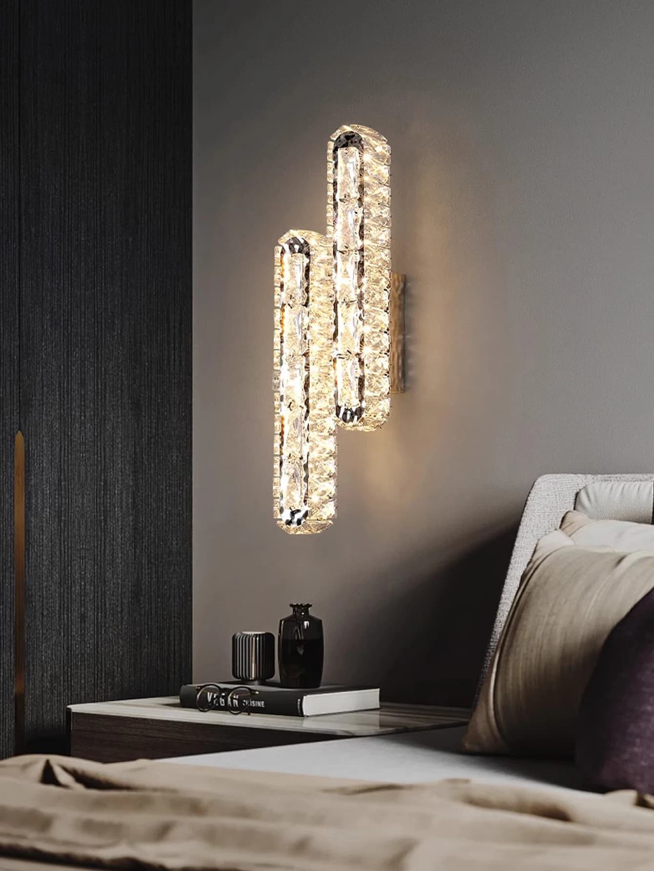 Lampada da parete oro/argento cristalli striscia applique da parete interna per soggiorno sfondo comodino corridoio decorazione parete