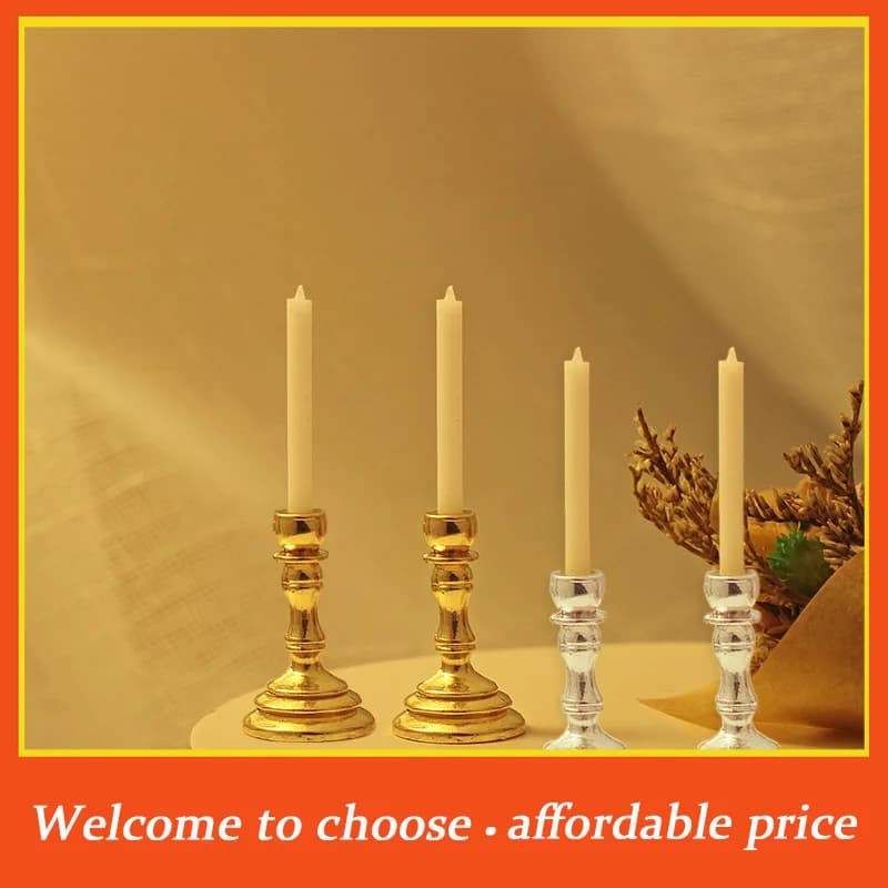 1 Paio di Nuovi Accessori per Casa delle Bambole 1:12, Portacandele in Miniatura, Candelabro, Modello Decorativo