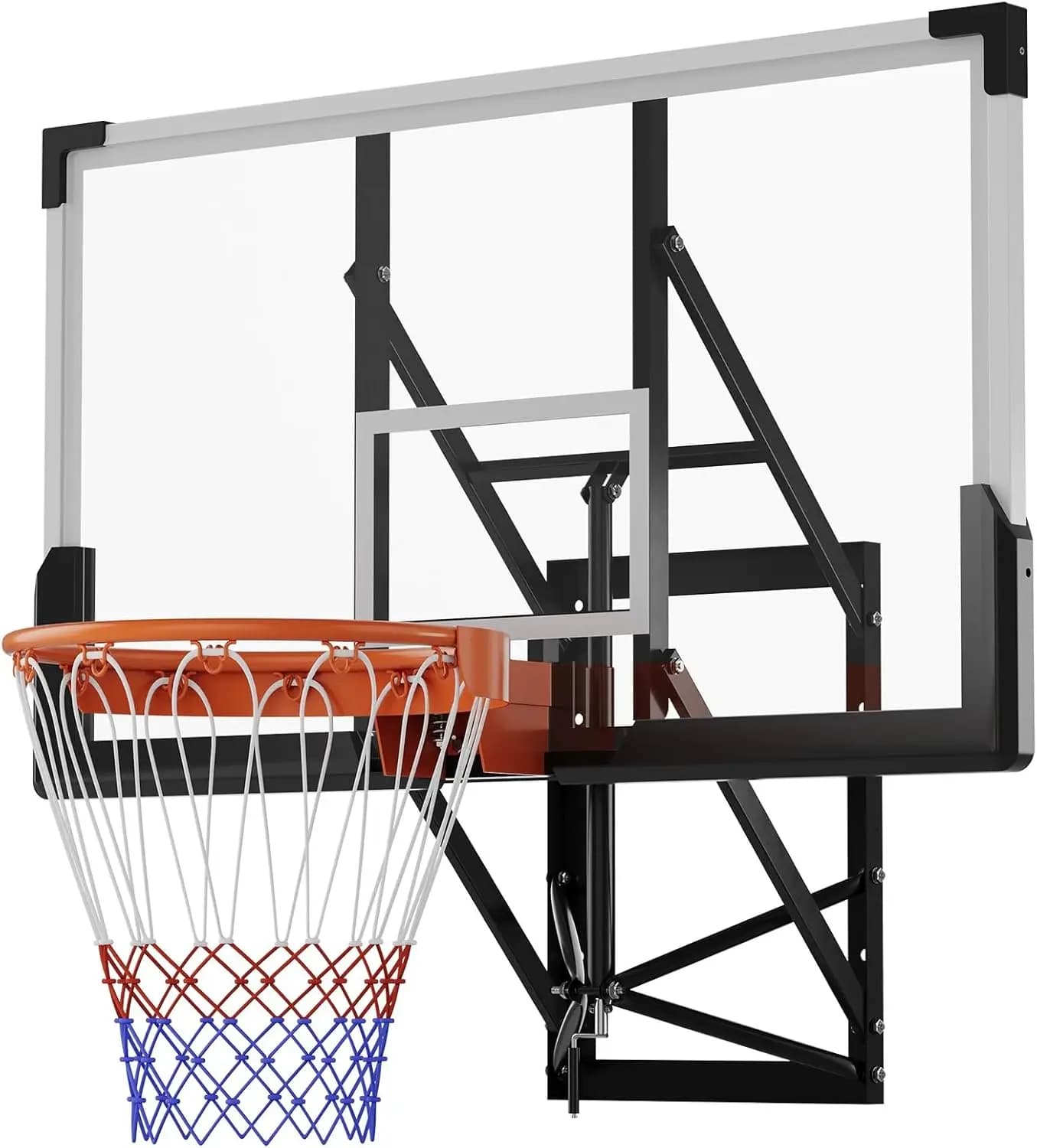 Garvee 8-10 FT Adjustable Height 54 Inch Wall Mounted Basketball Hoop, Shatterproof PC Backboard Basketball Goal with 18 Inch Solid Rim Indoor Outdoor Home Gym Backyard