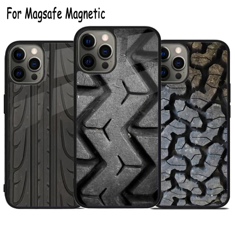 Custodia per telefono con ricarica wireless e motivo a battistrada per iPhone 17 Air 15 16 16e 14 13 11 12 Pro Max Plus, cover magnetica Magsafe con paraurti
