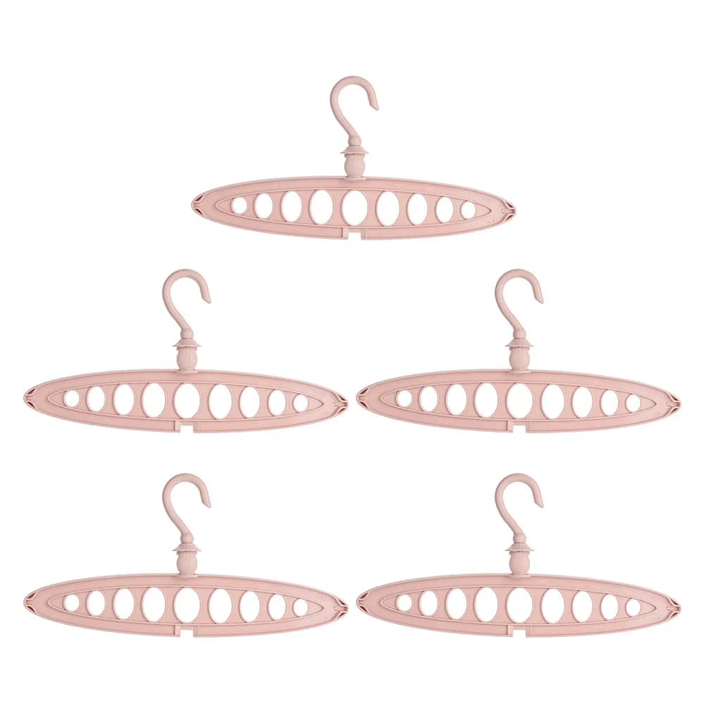 Set of 5 Multifunction Plastic Hangers Pink Anti-slip Slides for Home and Apartment
