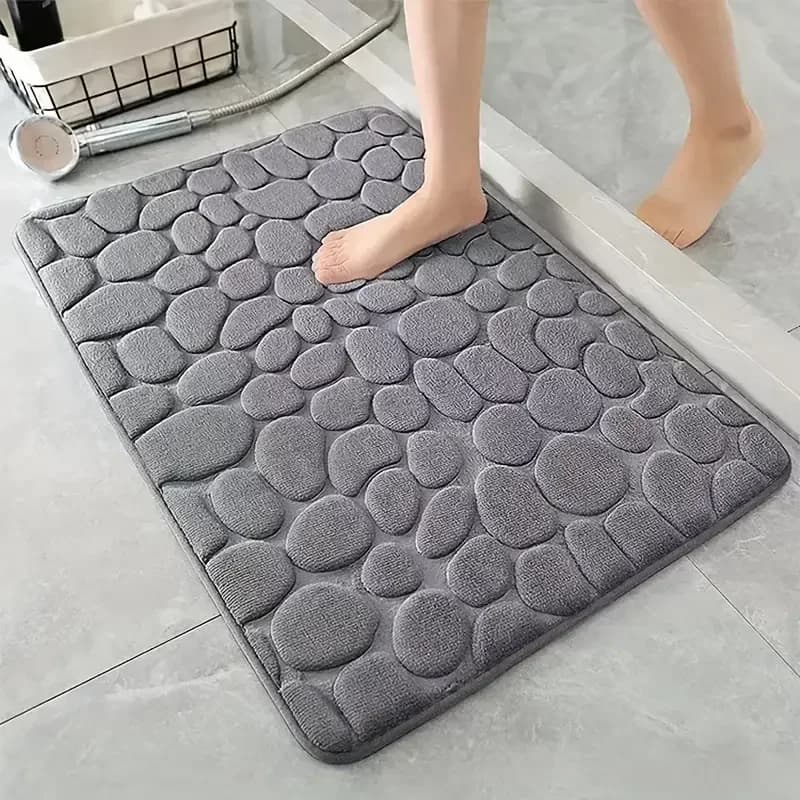 3D non-slip bath mat Embossed bath mats with pebbles Zerbino absorbent doormats Washing machine quick drying