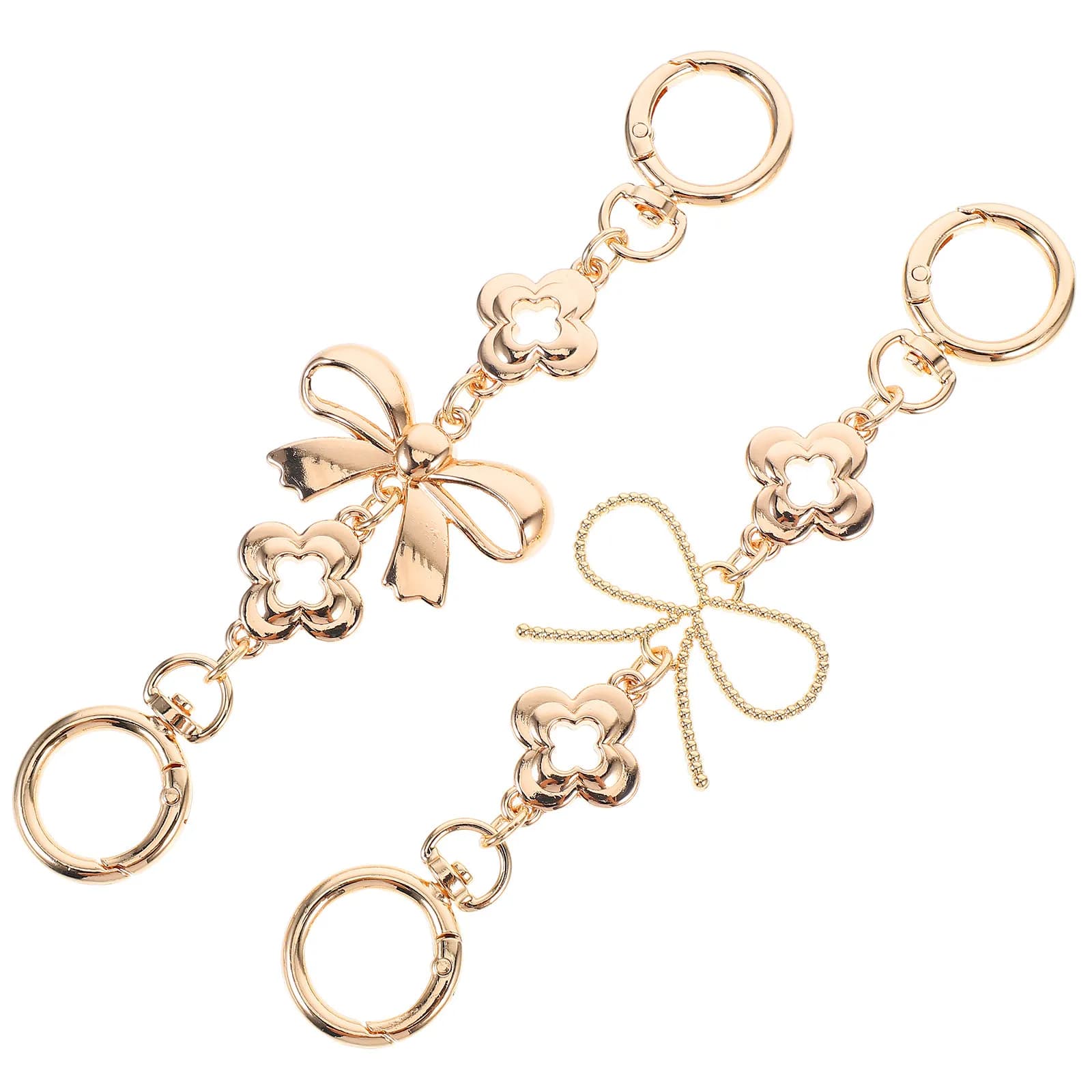 2 Pezzi Estensore per Tracolla Borsa con Catena in Metallo e Design a Fiocco, Estensione Regolabile per Tracolla Borsa, Look Chic per Ogni Occasione