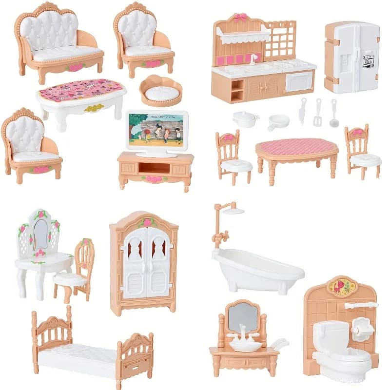 1:12 Set di mobili in miniatura Soggiorno Cucina Modello di simulazione Casa delle bambole Giocattoli Accessori Regalo per Natale Halloween