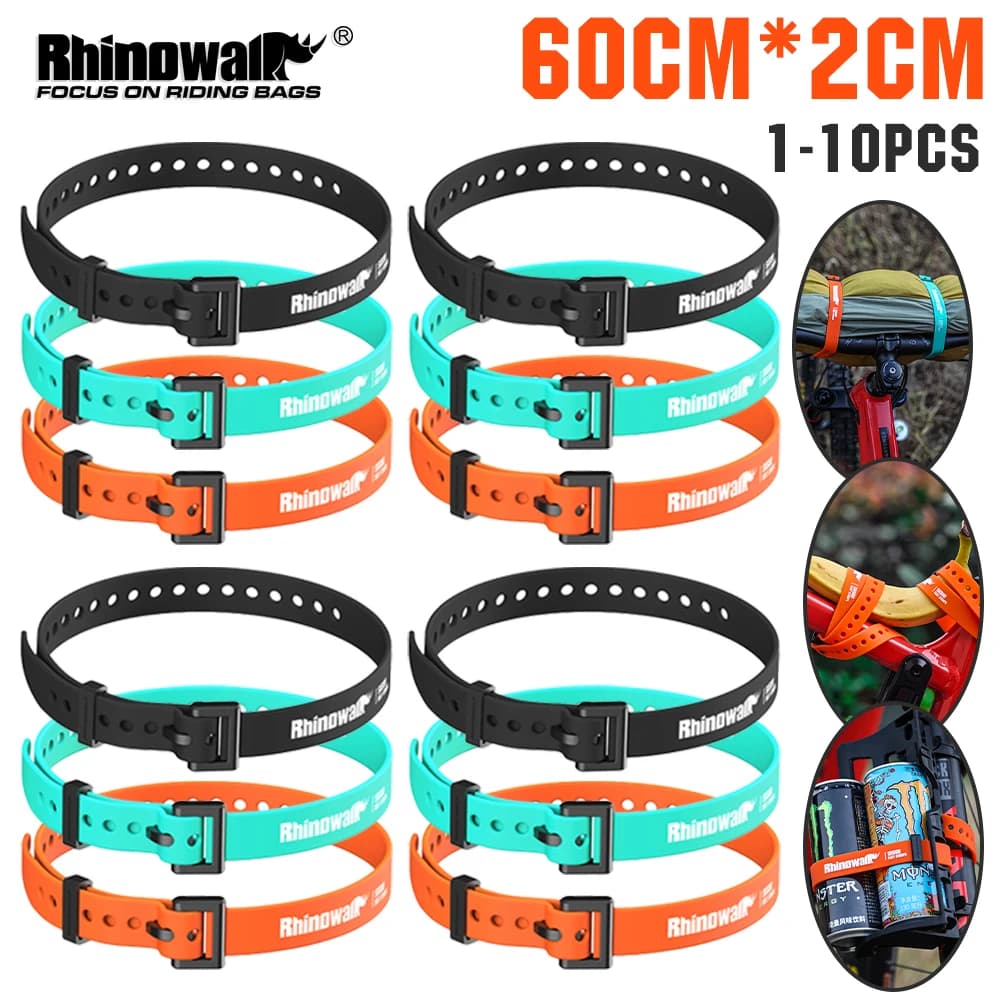 Rhinowalk Cinghia elastica in plastica TPU da 600 mm per fissare la cinghia di tensione di fissaggio a trazione per bagagli da ciclismo per bici e moto